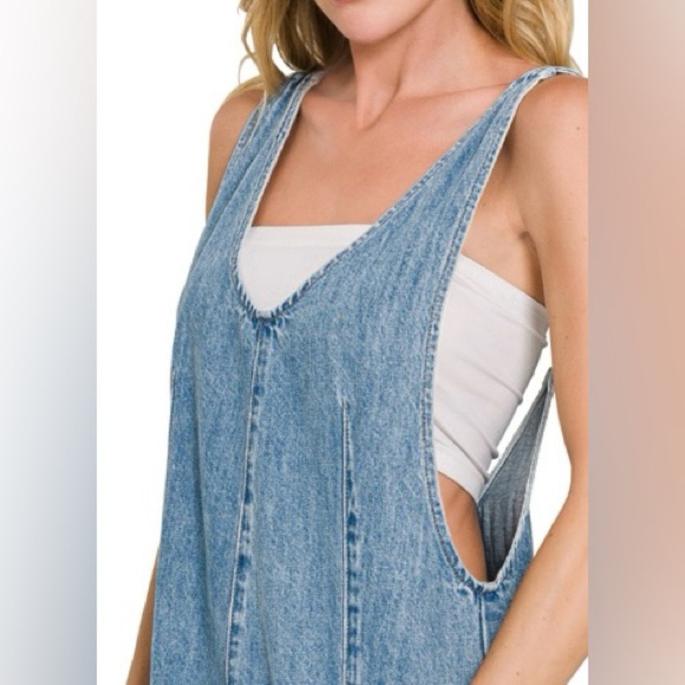 💥 The “Boho Denim Jumpsuit” Denim Overalls | Denim Blue - Picture 5 of 8